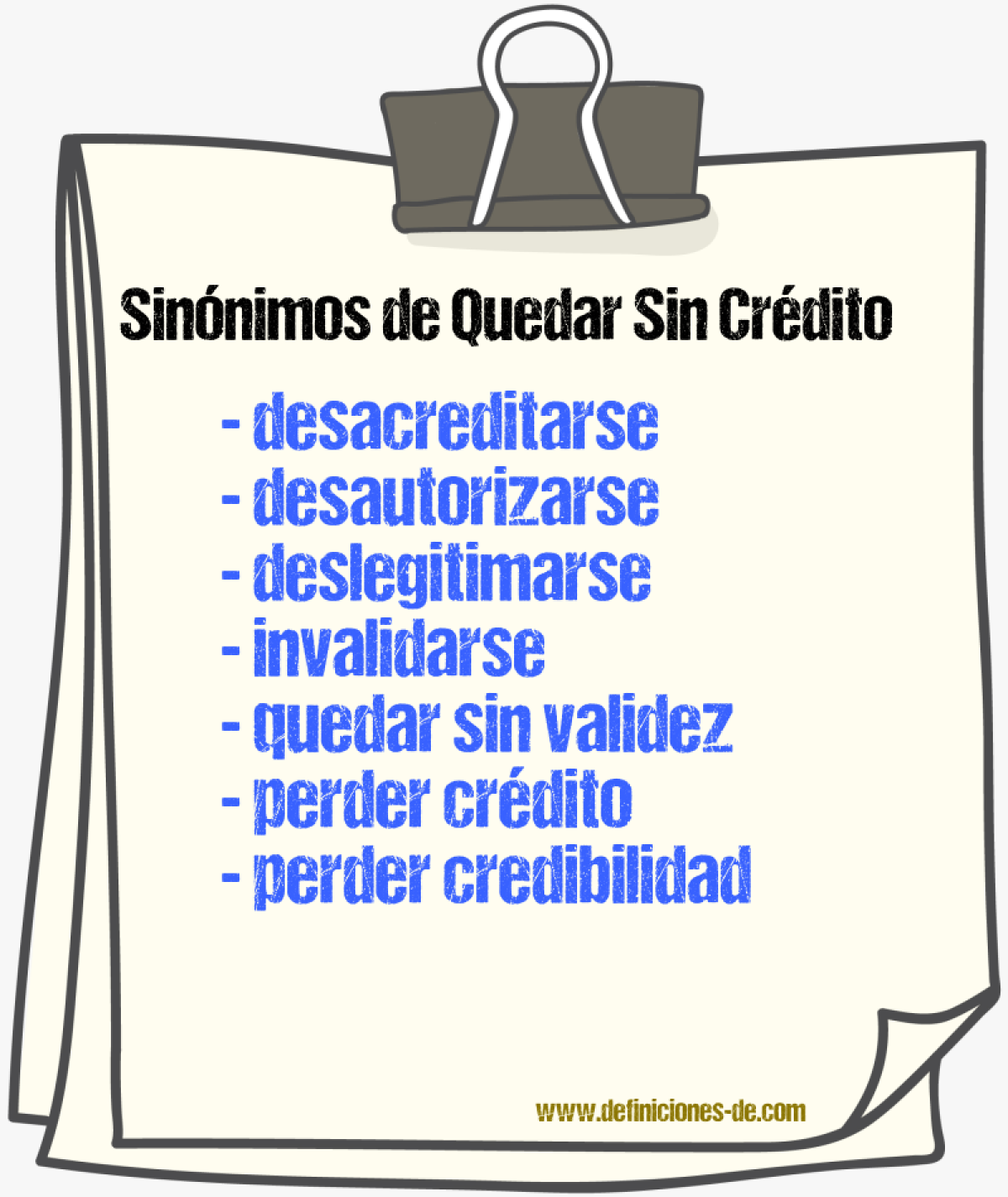 Sinónimos de quedar sin crédito