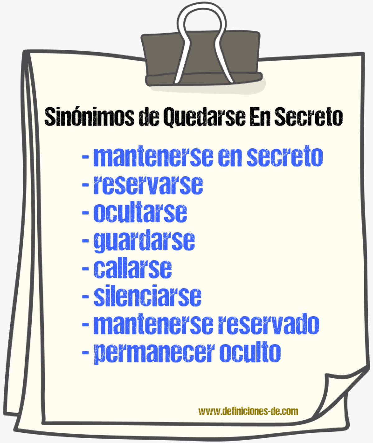 Sinónimos de quedarse en secreto