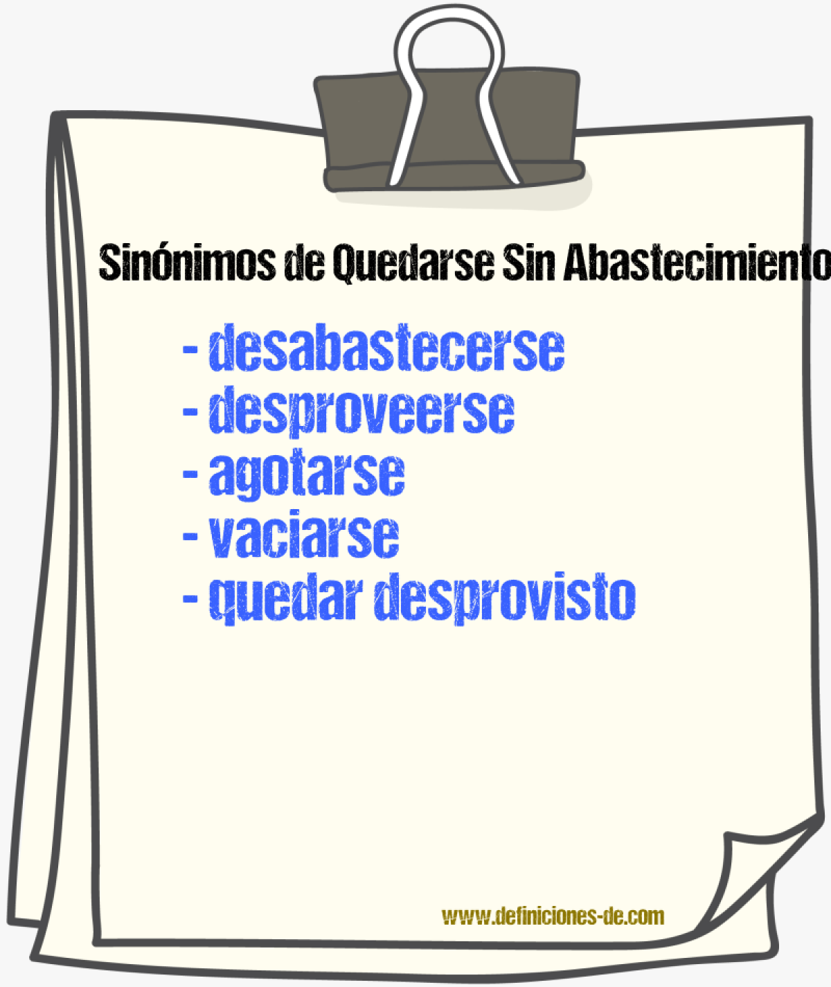 Sinónimos de quedarse sin abastecimiento