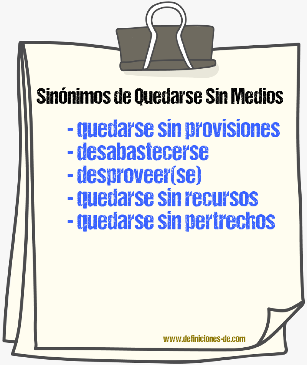 Sinónimos de quedarse sin medios