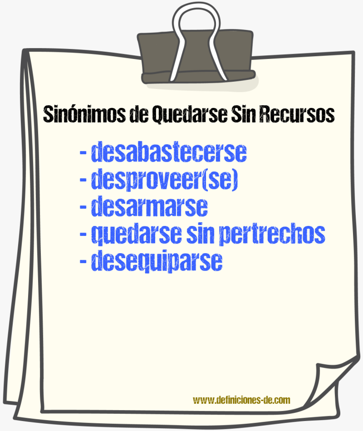 Sinónimos de quedarse sin recursos
