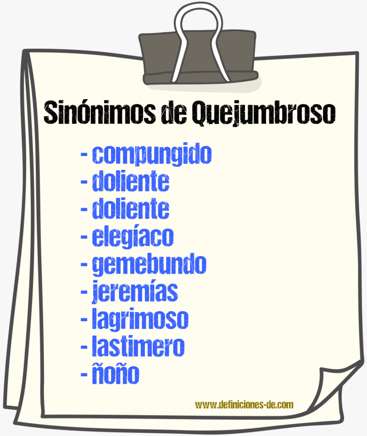 Sinnimos de quejumbroso