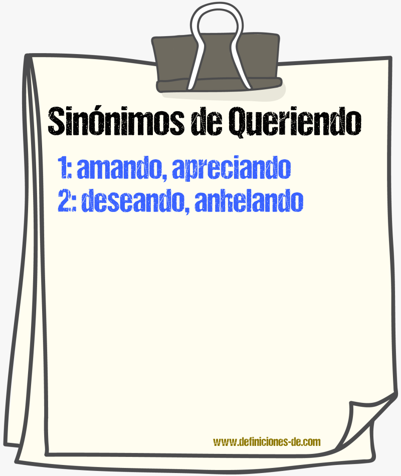 Sinónimos de queriendo
