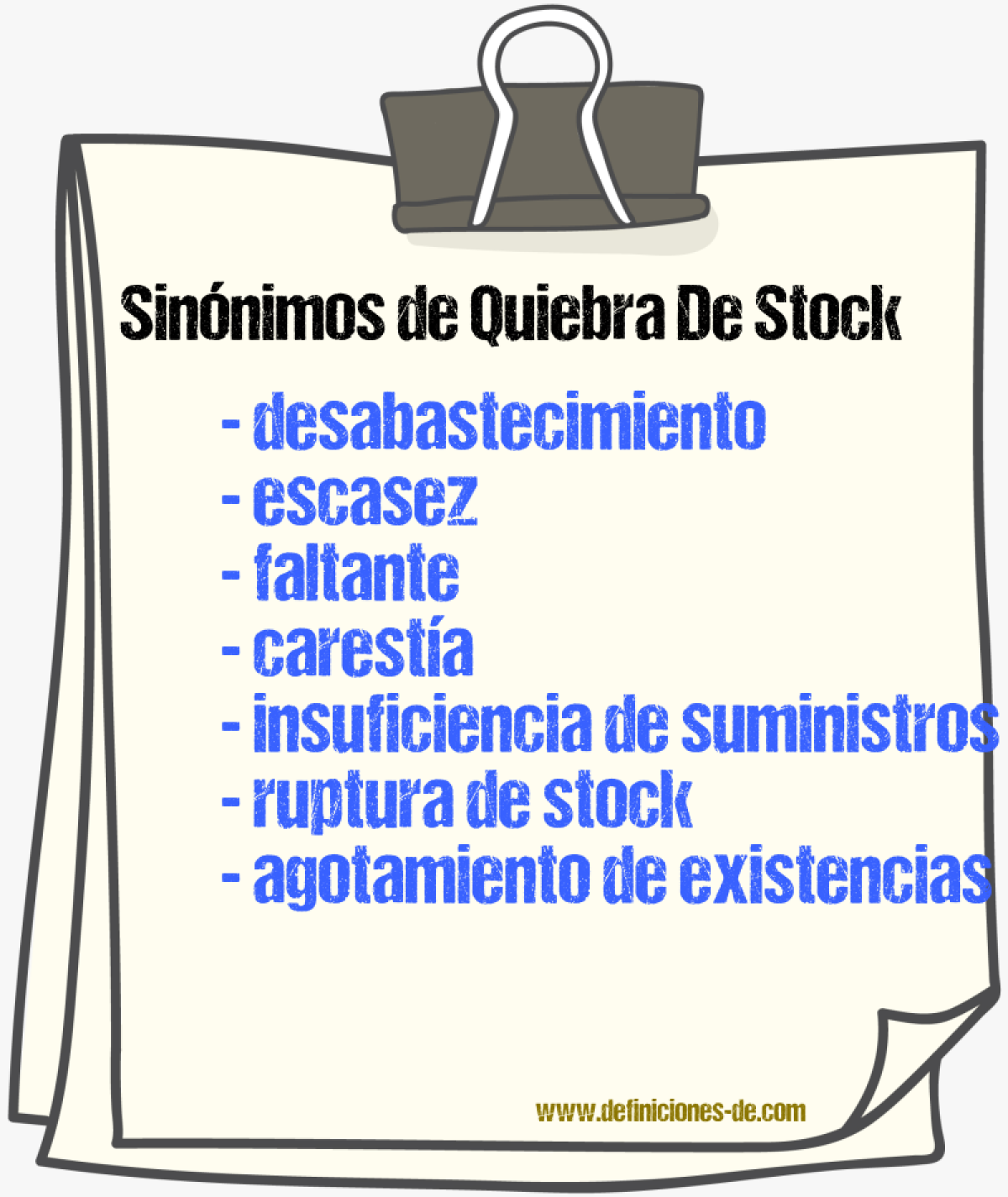 Sinónimos de quiebra de stock
