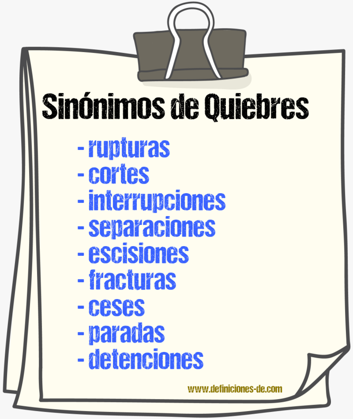 Sinónimos de quiebres