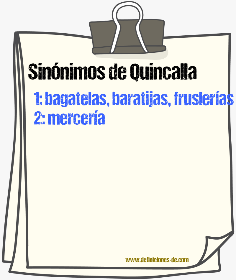 Sinnimos de quincalla