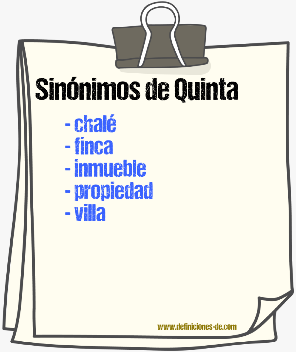 Sinnimos de quinta