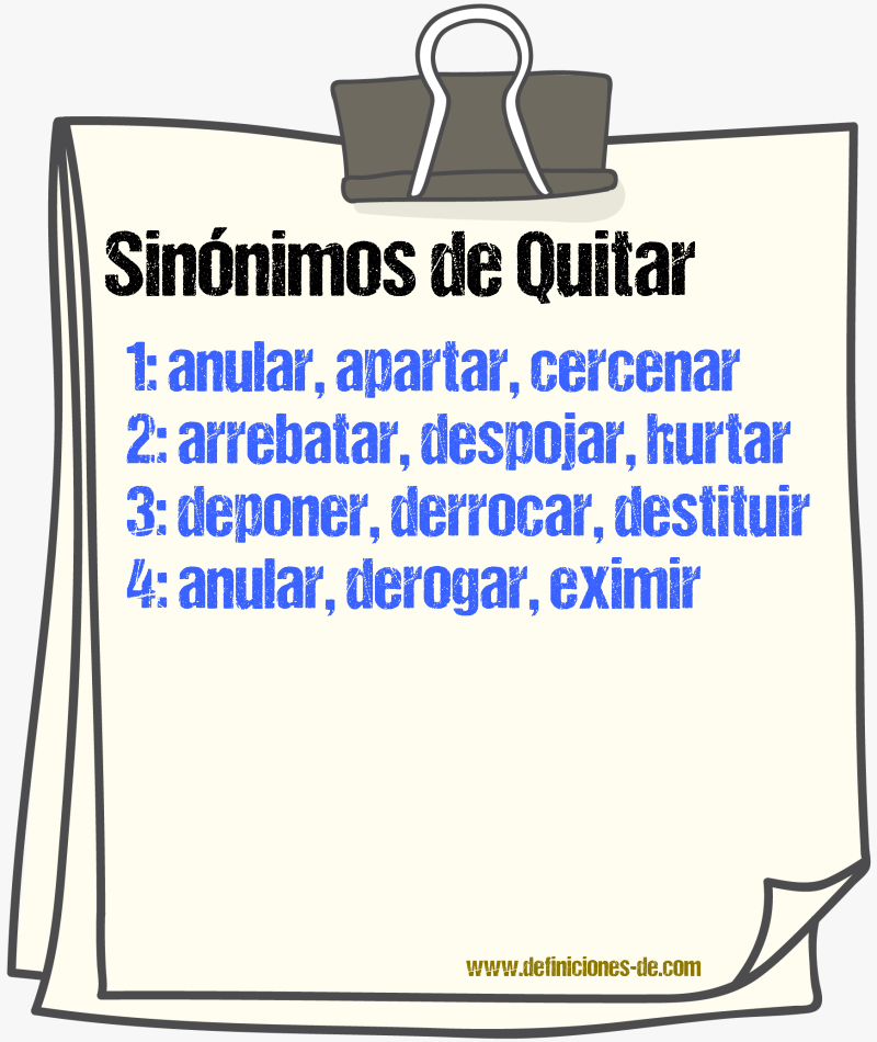 Sinnimos de quitar