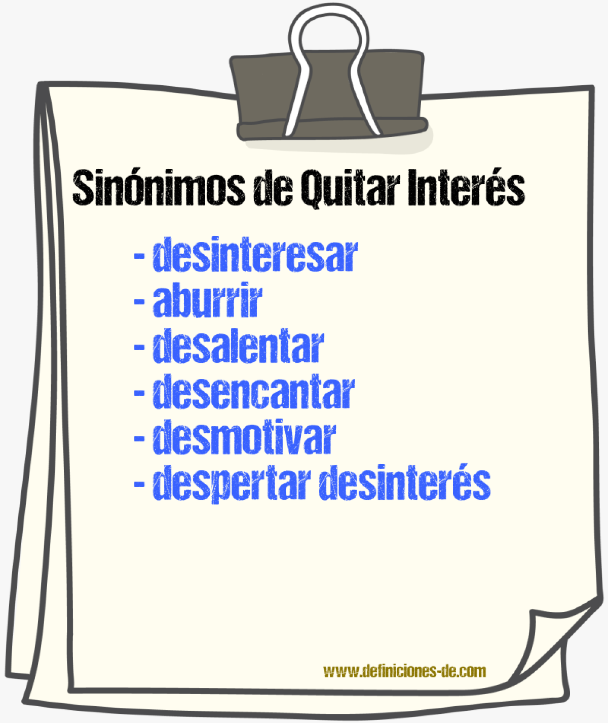 Sinónimos de quitar interés