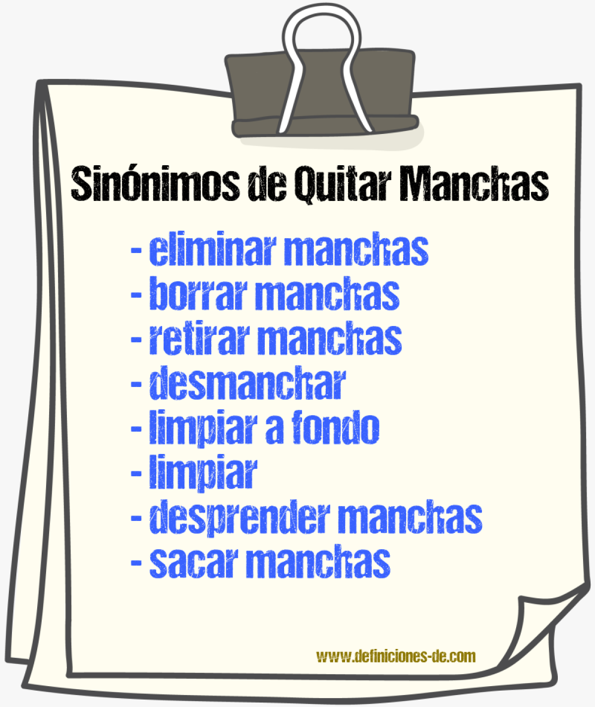Sinónimos de quitar manchas