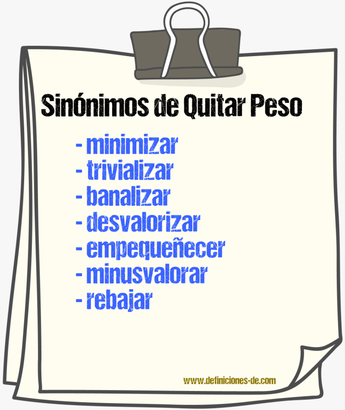 Sinónimos de quitar peso