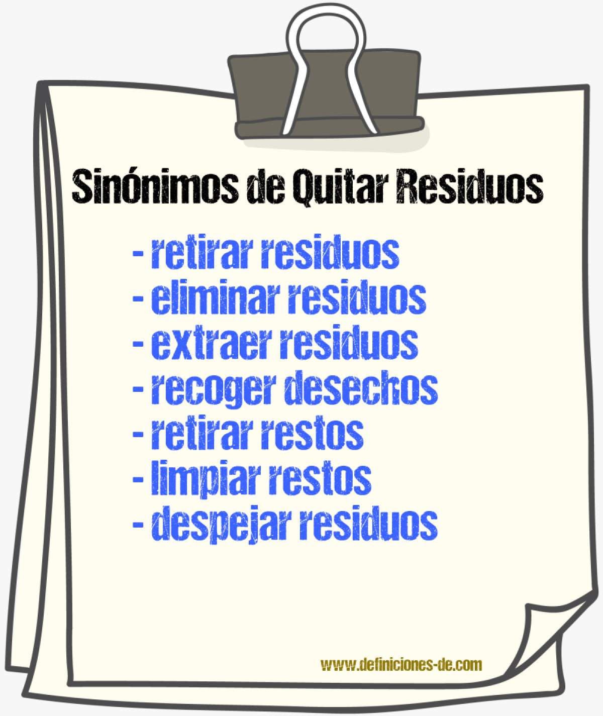 Sinónimos de quitar residuos