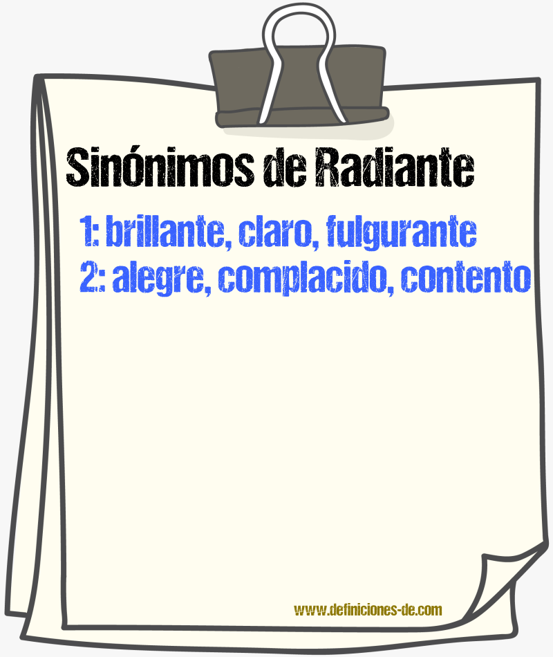 Sinnimos de radiante