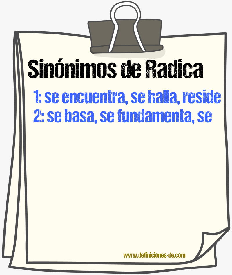Sinónimos de radica