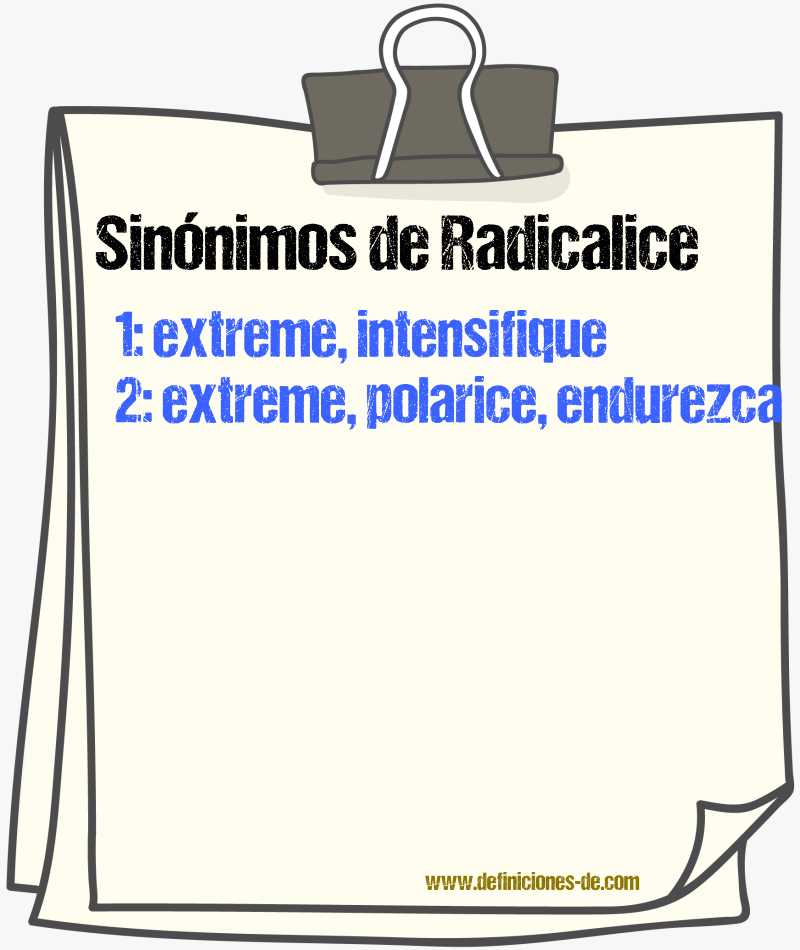 Sinónimos de radicalice