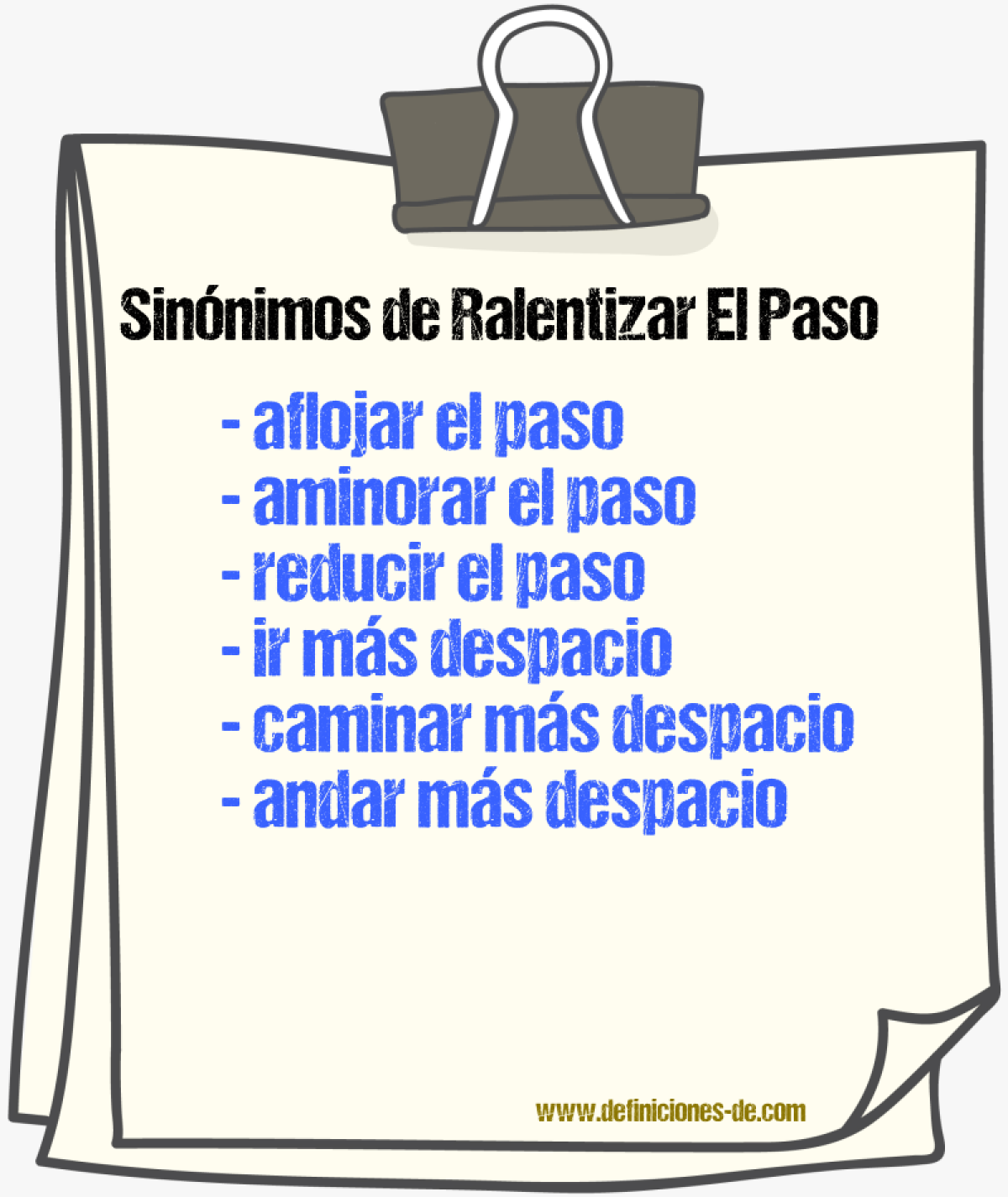 Sinónimos de ralentizar el paso