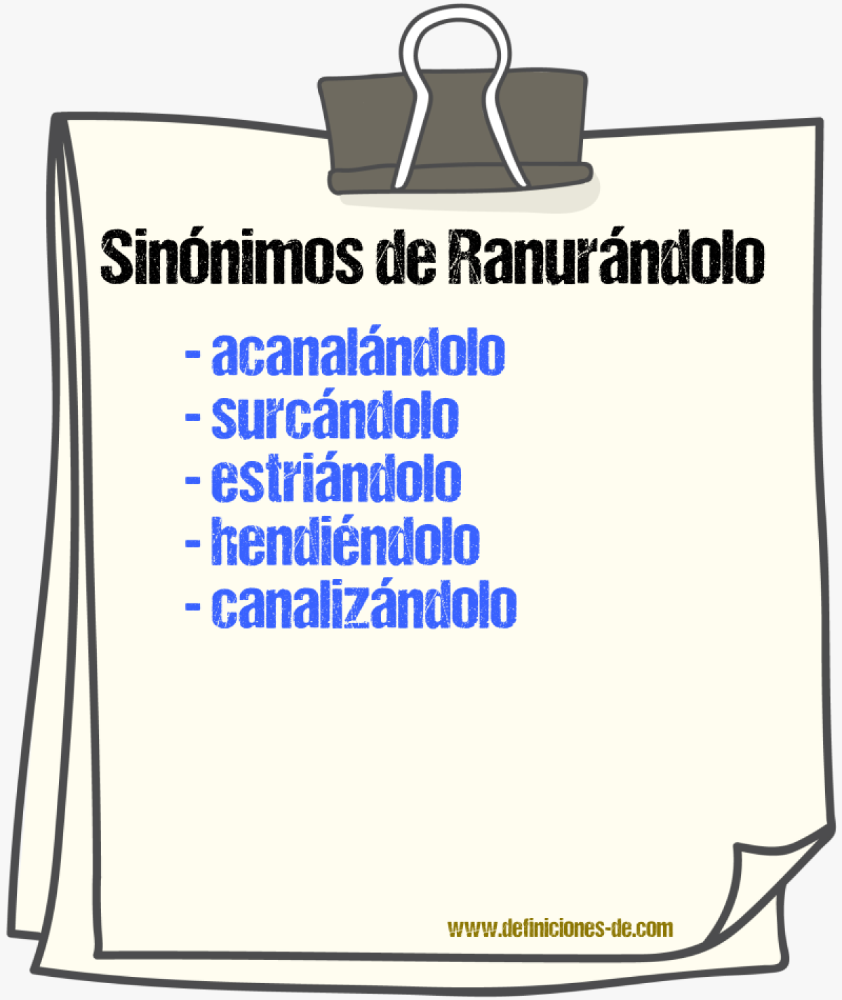 Sinónimos de ranurándolo