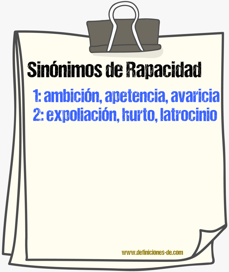 Sinnimos de rapacidad