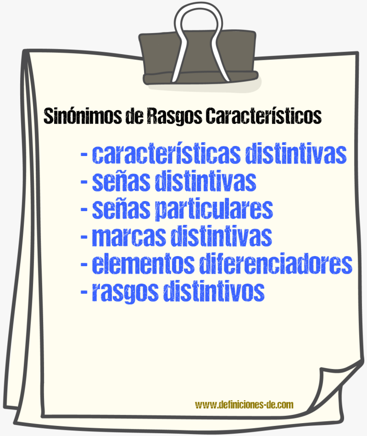 Sinónimos de rasgos característicos