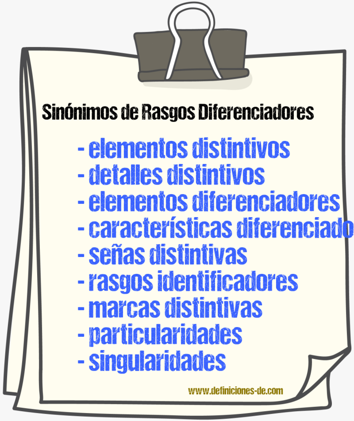Sinónimos de rasgos diferenciadores