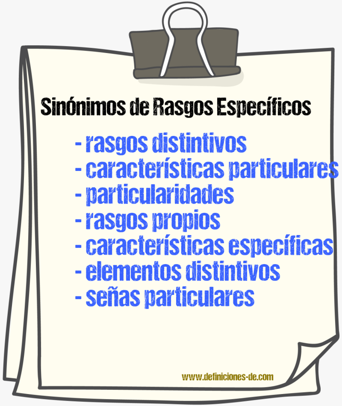 Sinónimos de rasgos específicos