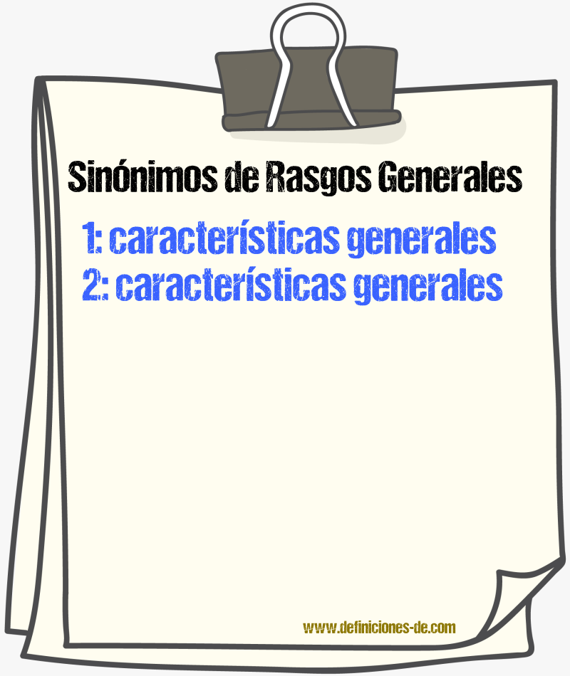 Sinónimos de rasgos generales
