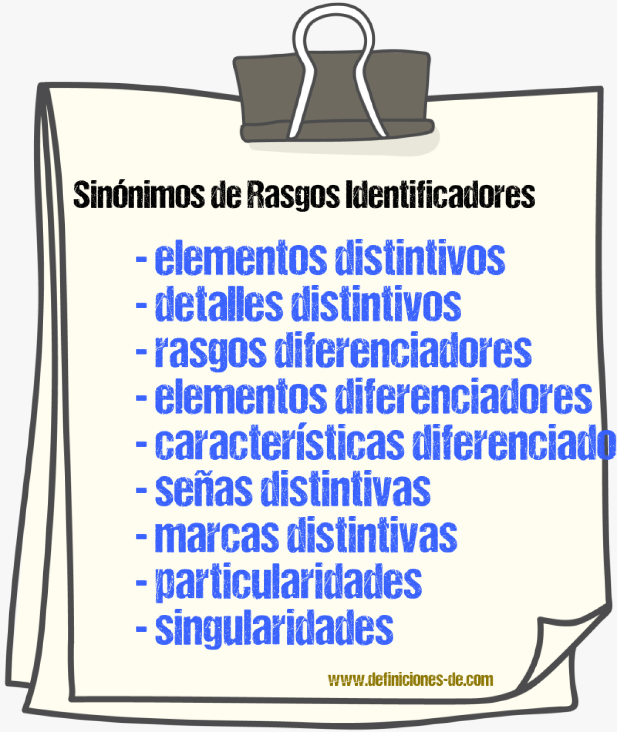 Sinónimos de rasgos identificadores