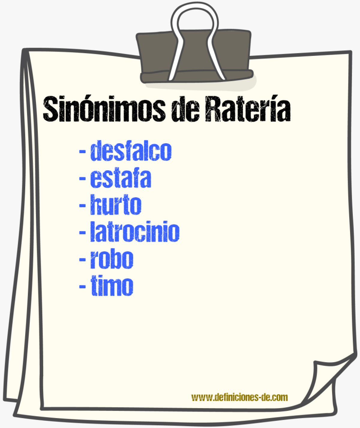 Sinnimos de ratera