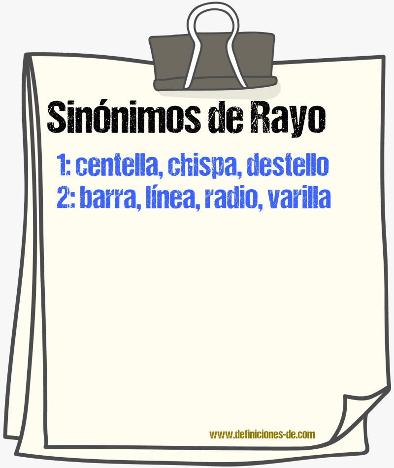 Sinnimos de rayo