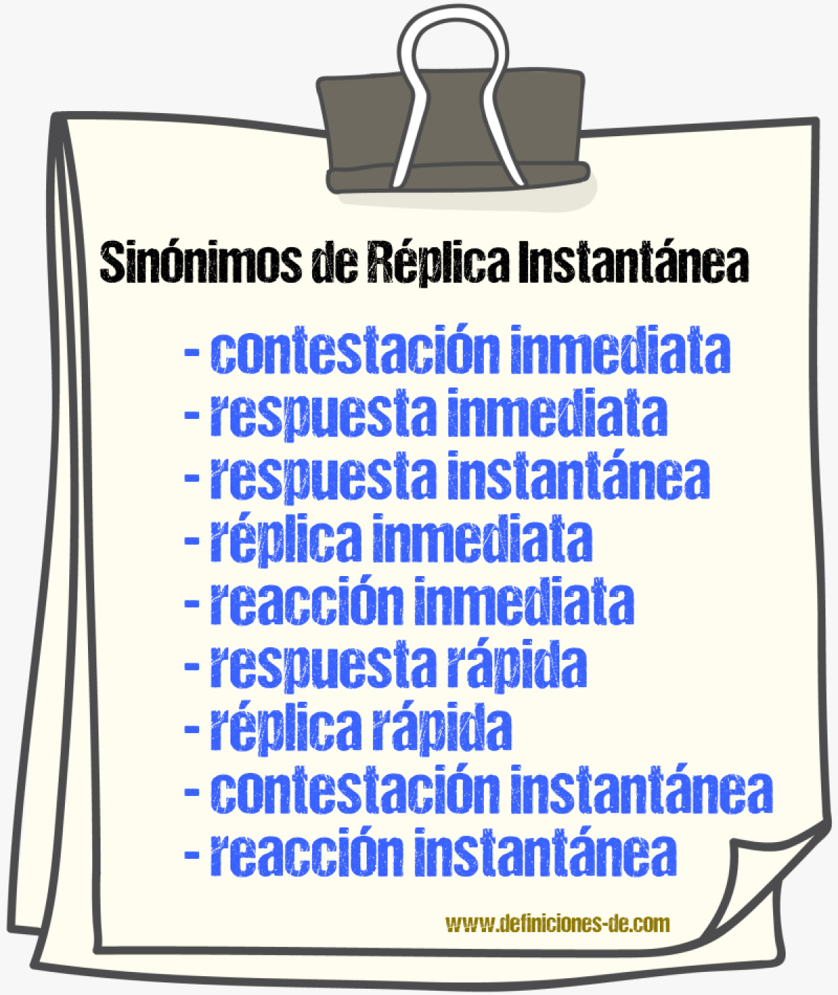Sinónimos de réplica instantánea