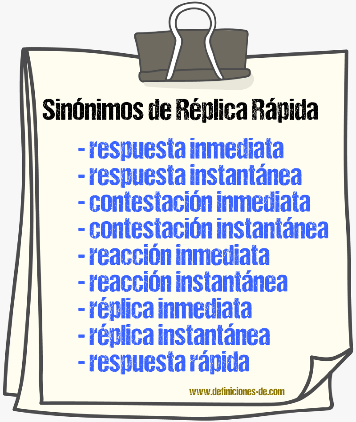 Sinónimos de réplica rápida