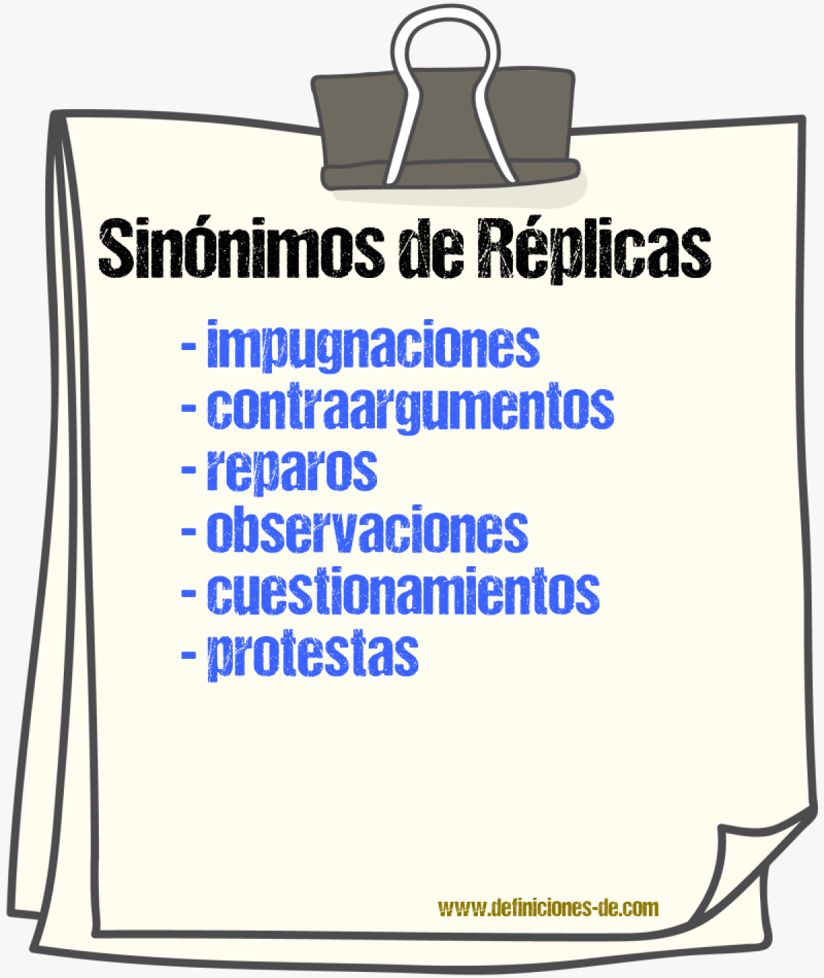 Sinónimos de réplicas