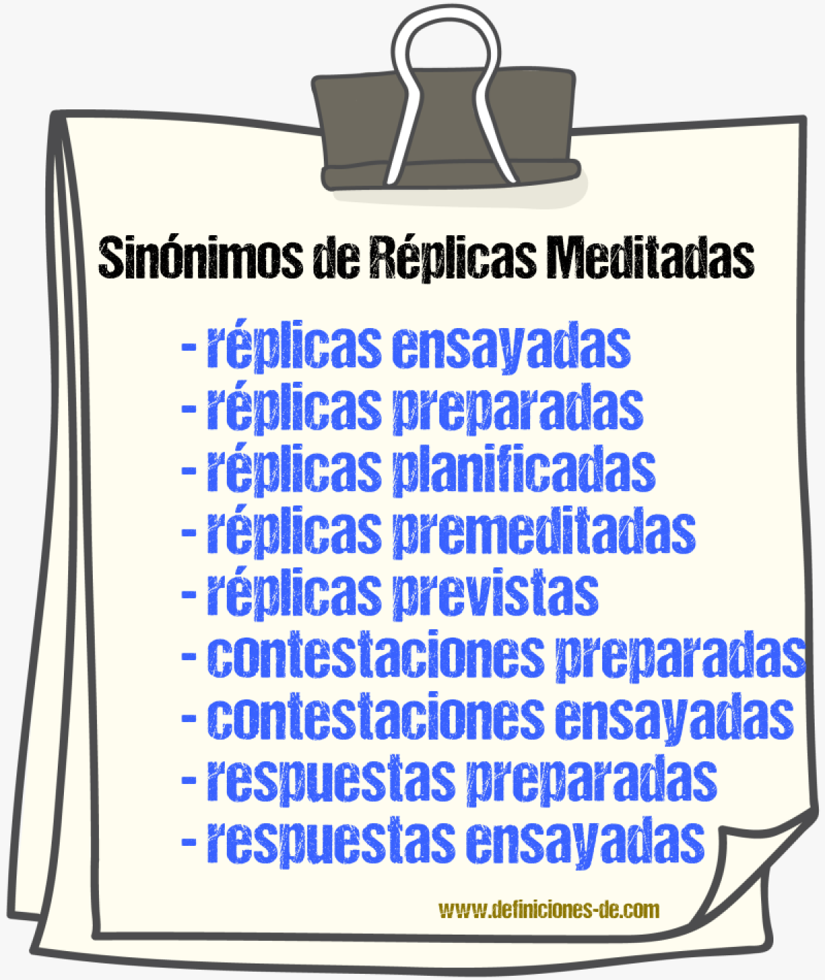Sinónimos de réplicas meditadas