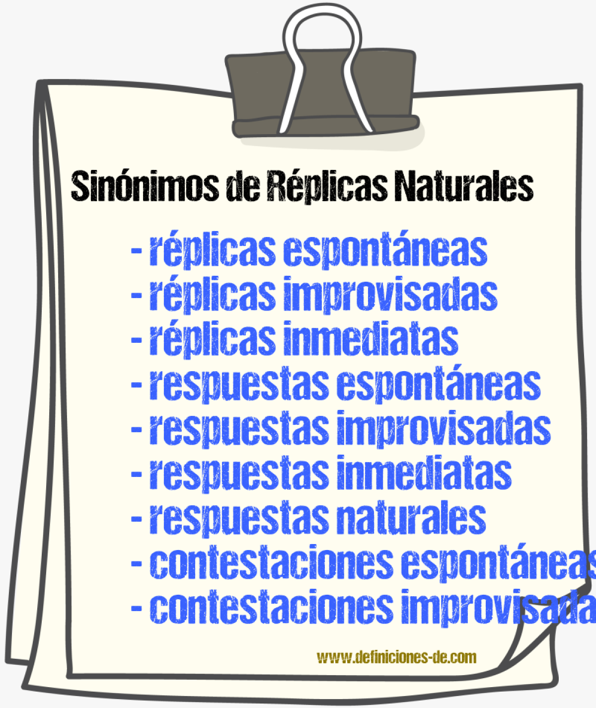 Sinónimos de réplicas naturales