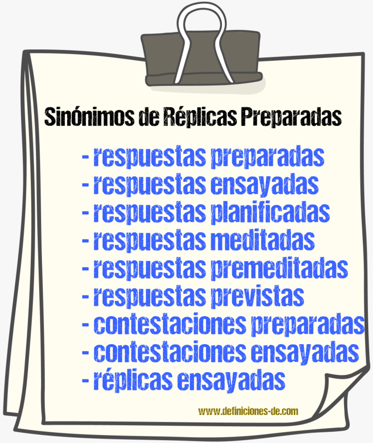 Sinónimos de réplicas preparadas