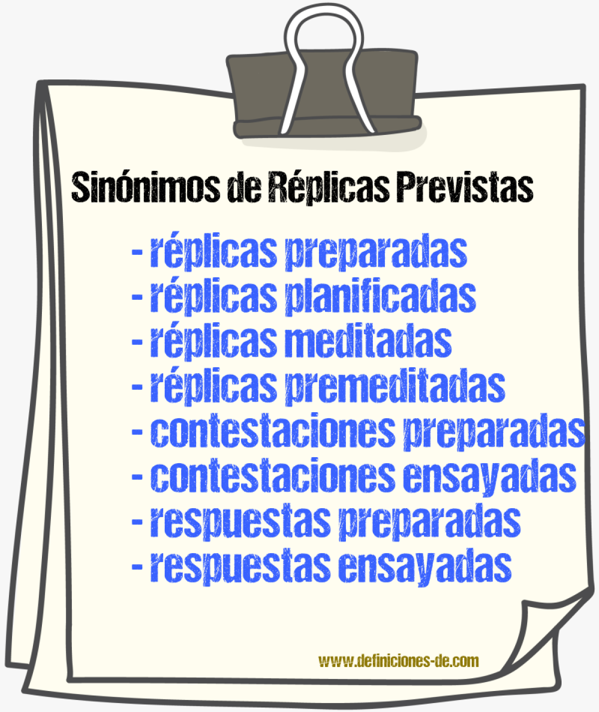 Sinónimos de réplicas previstas