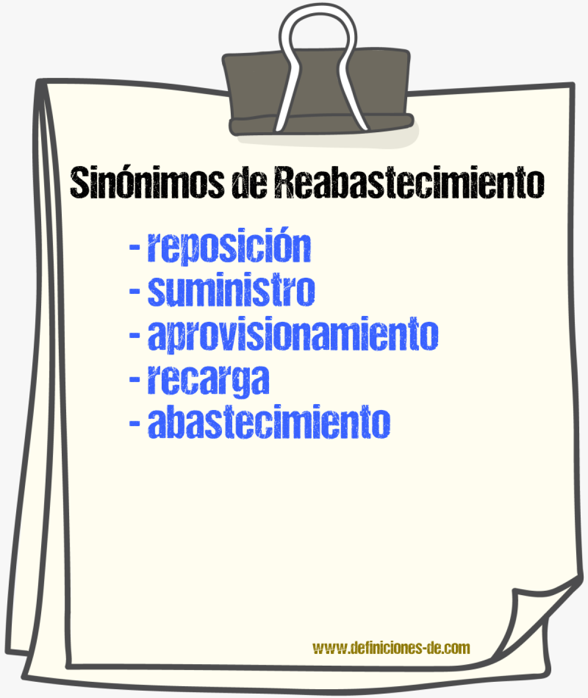 Sinónimos de reabastecimiento