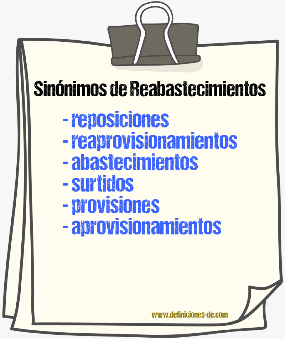 Sinónimos de reabastecimientos