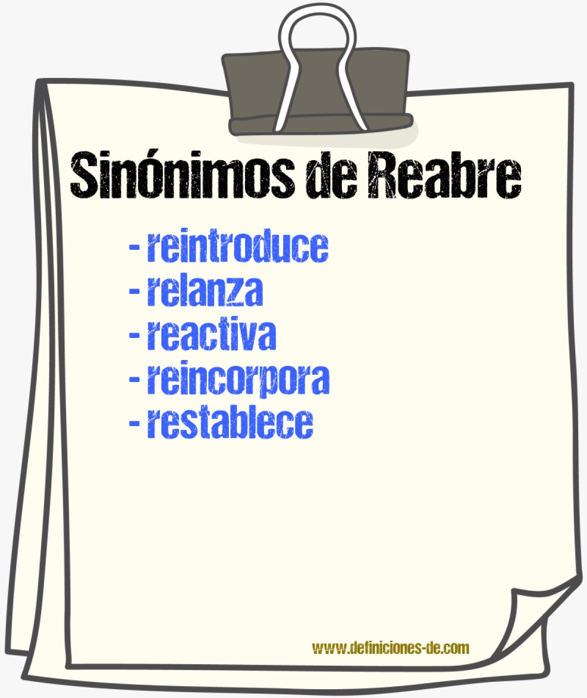 Sinónimos de reabre