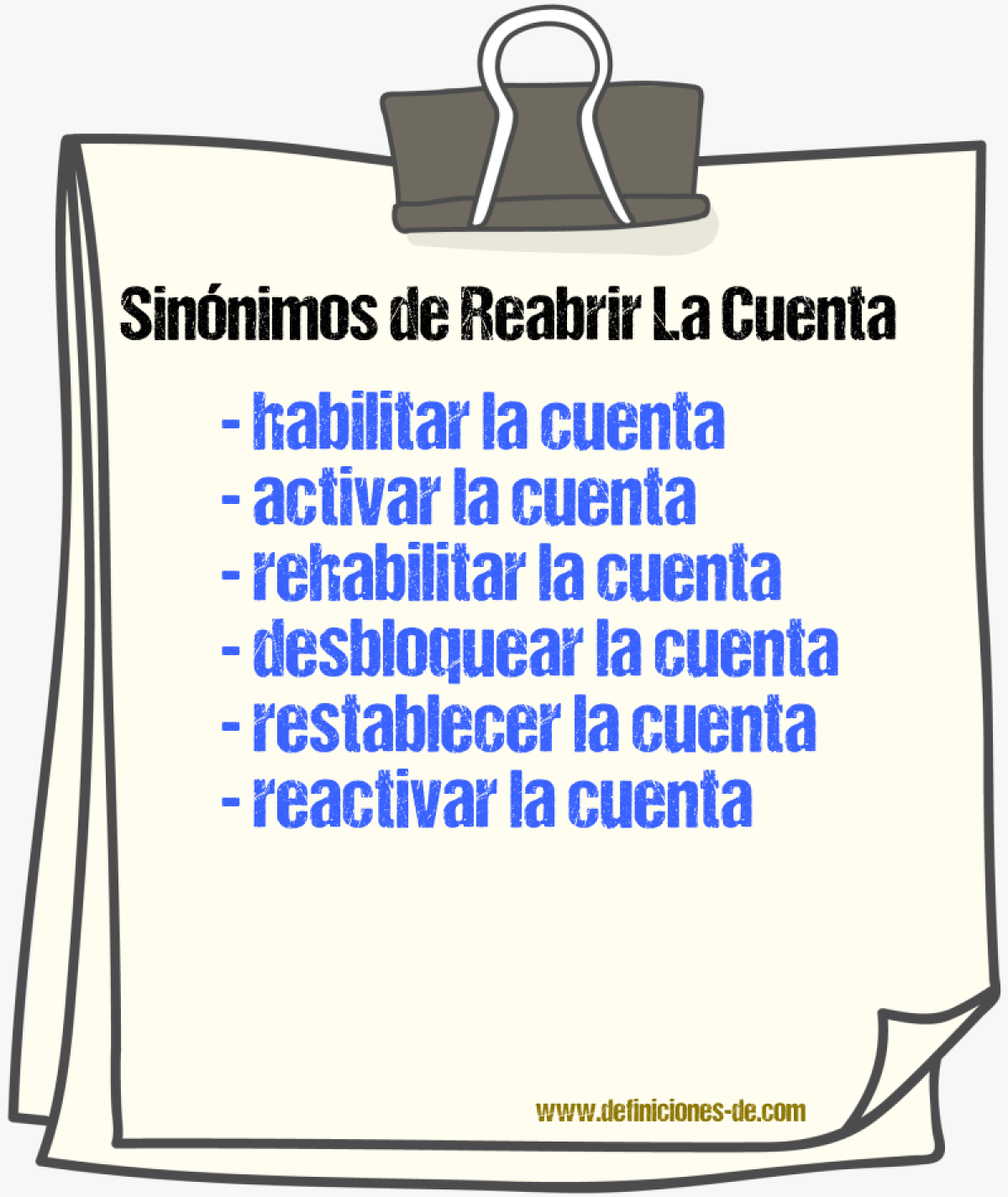 Sinónimos de reabrir la cuenta