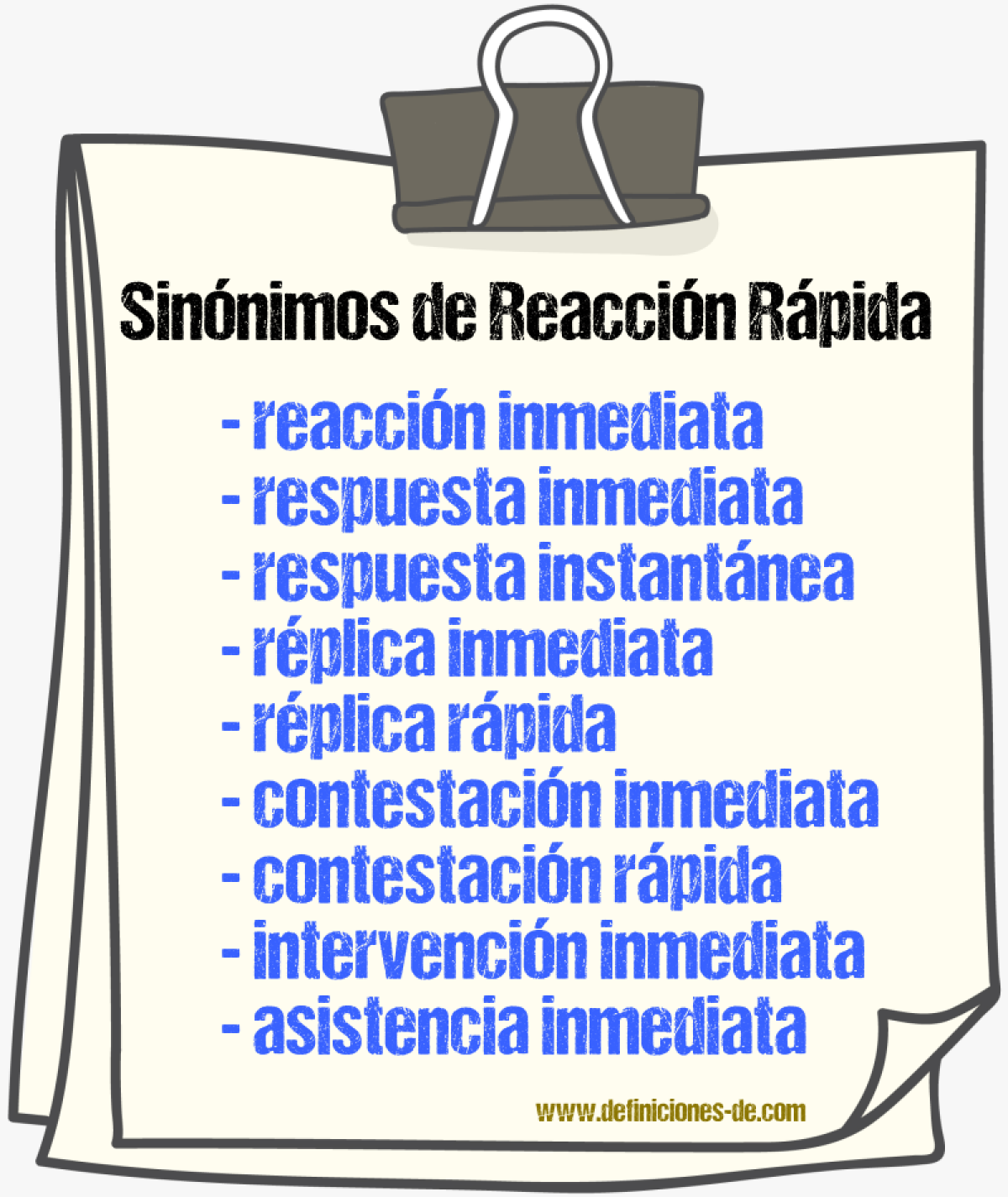 Sinónimos de reacción rápida