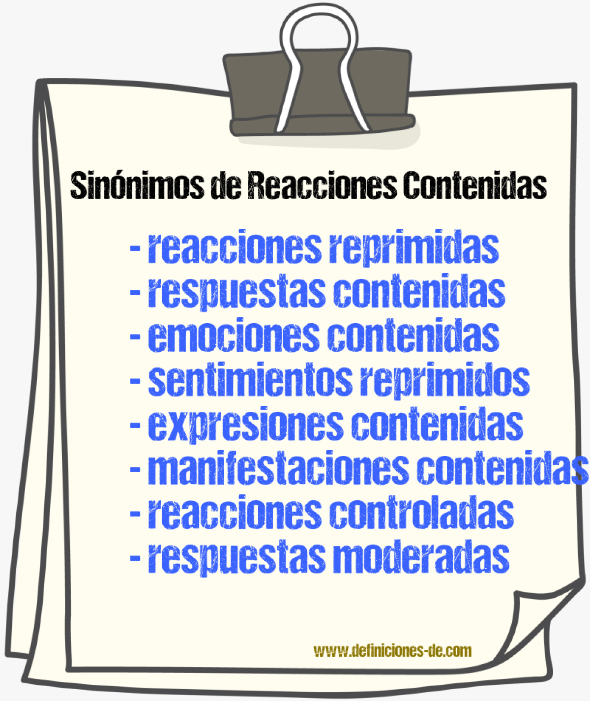 Sinónimos de reacciones contenidas