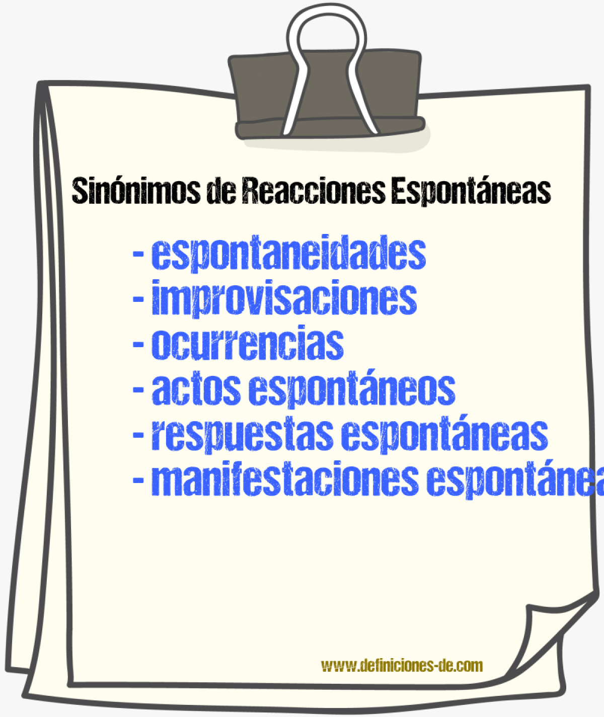 Sinónimos de reacciones espontáneas