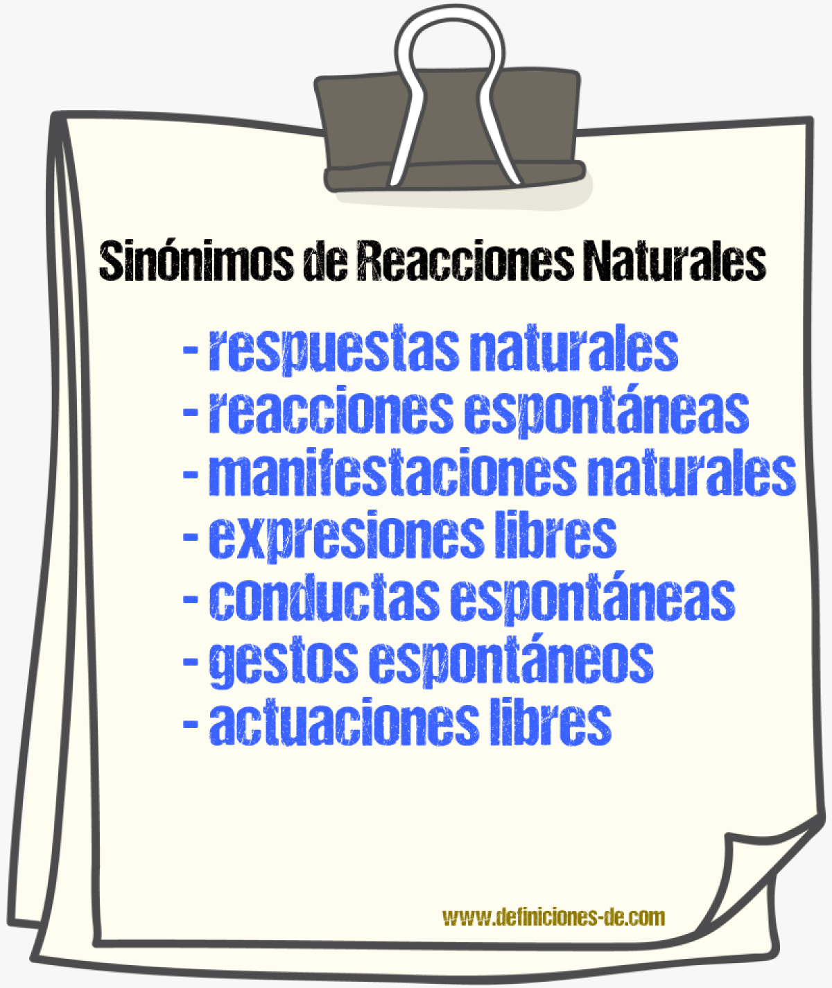 Sinónimos de reacciones naturales