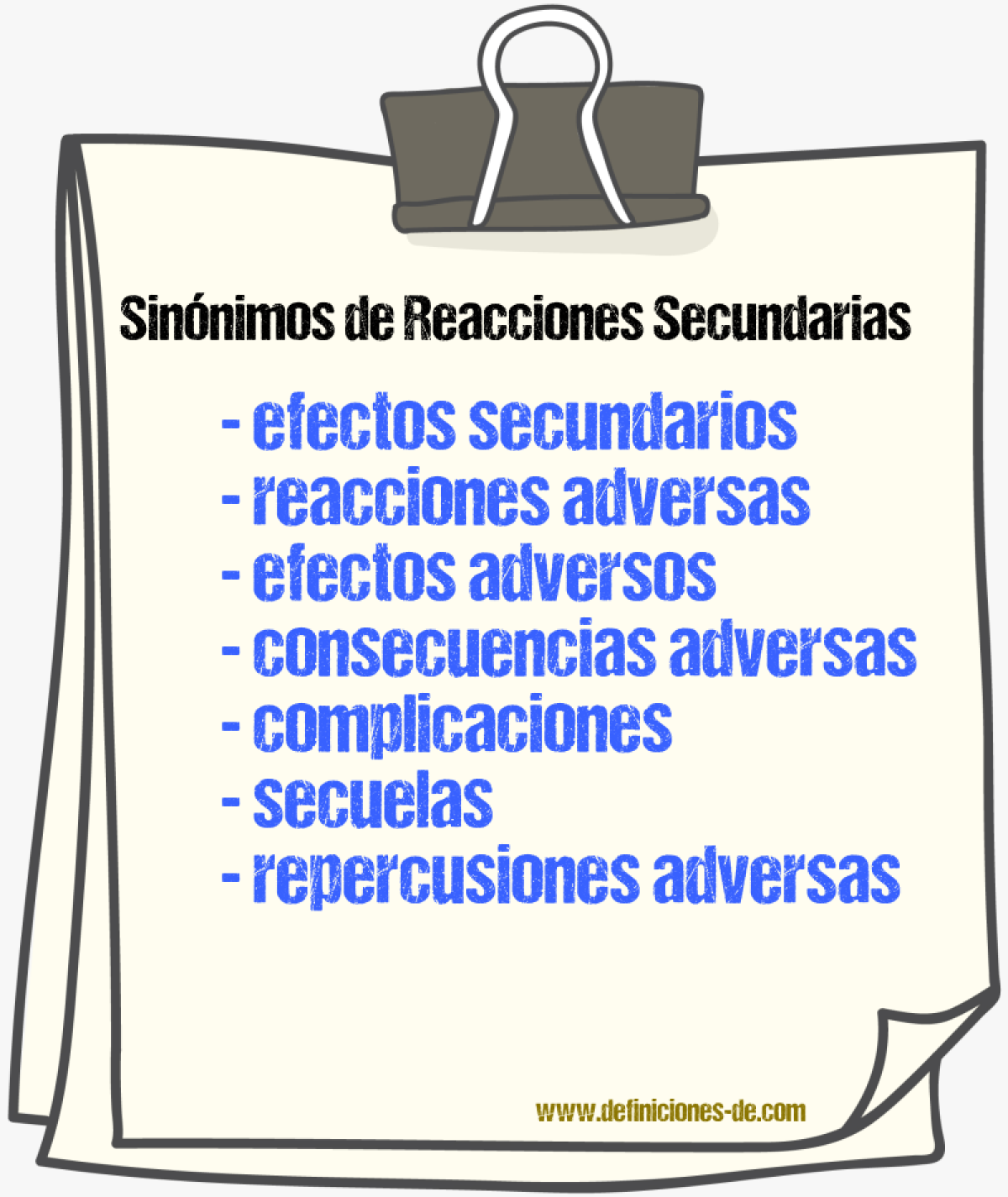 Sinónimos de reacciones secundarias