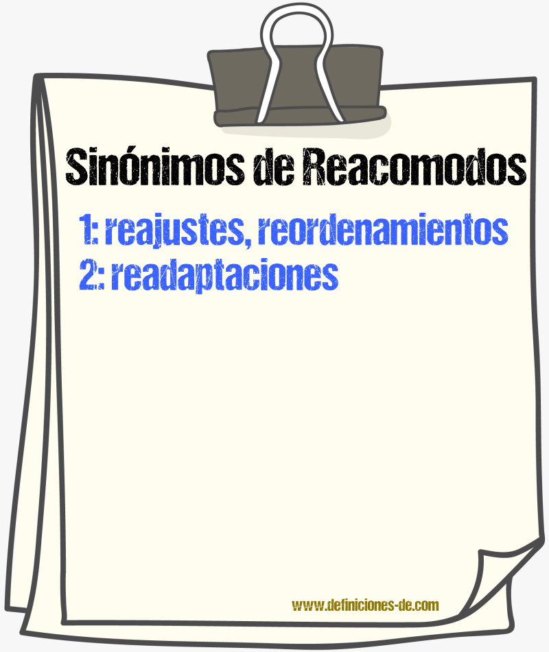 Sinónimos de reacomodos