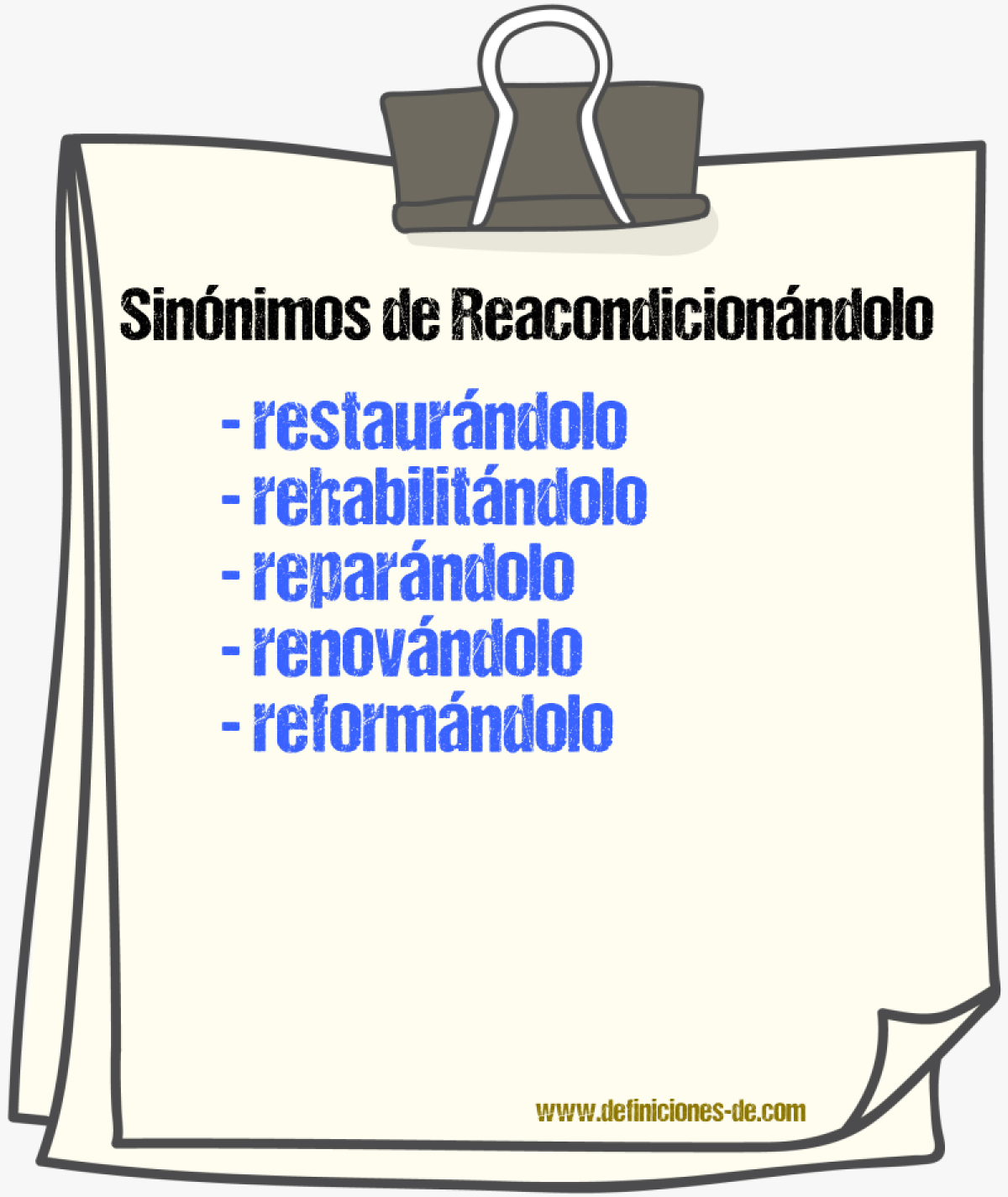 Sinónimos de reacondicionándolo