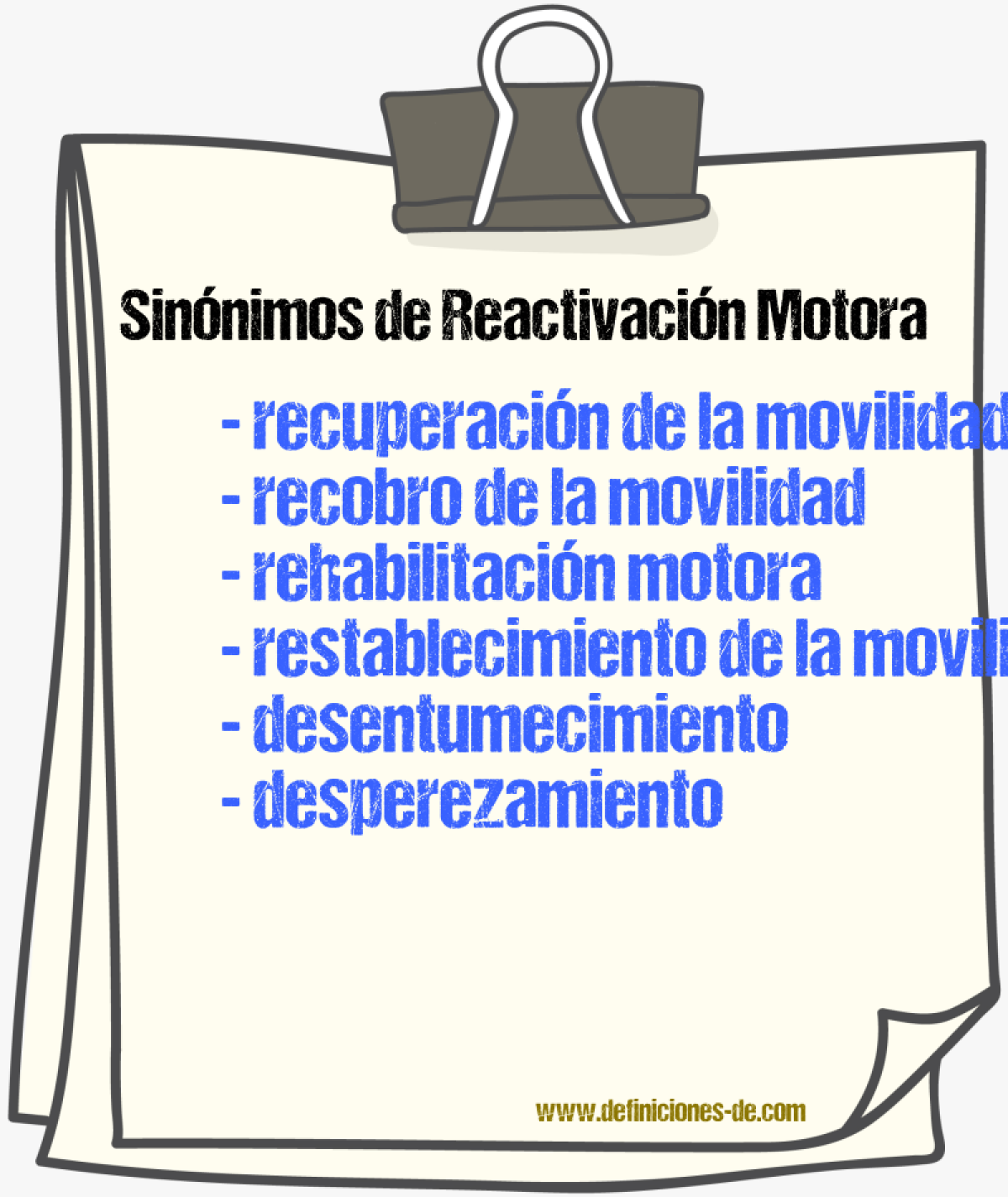 Sinónimos de reactivación motora
