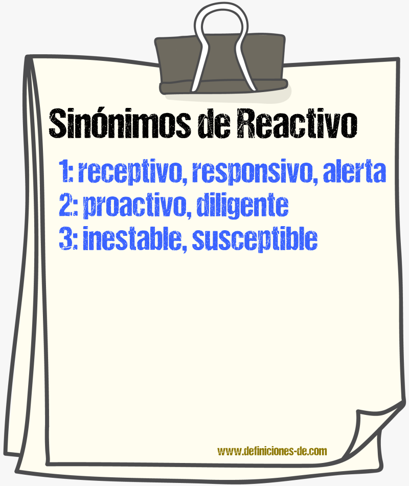 Sinónimos de reactivo