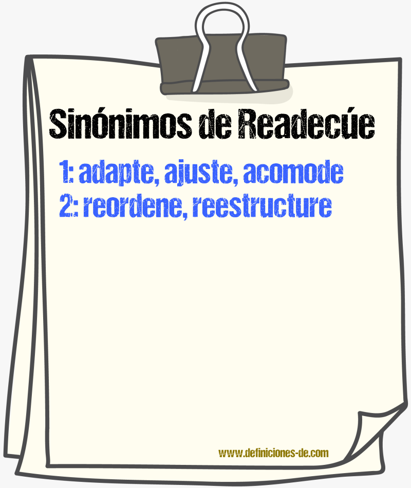 Sinónimos de readecúe